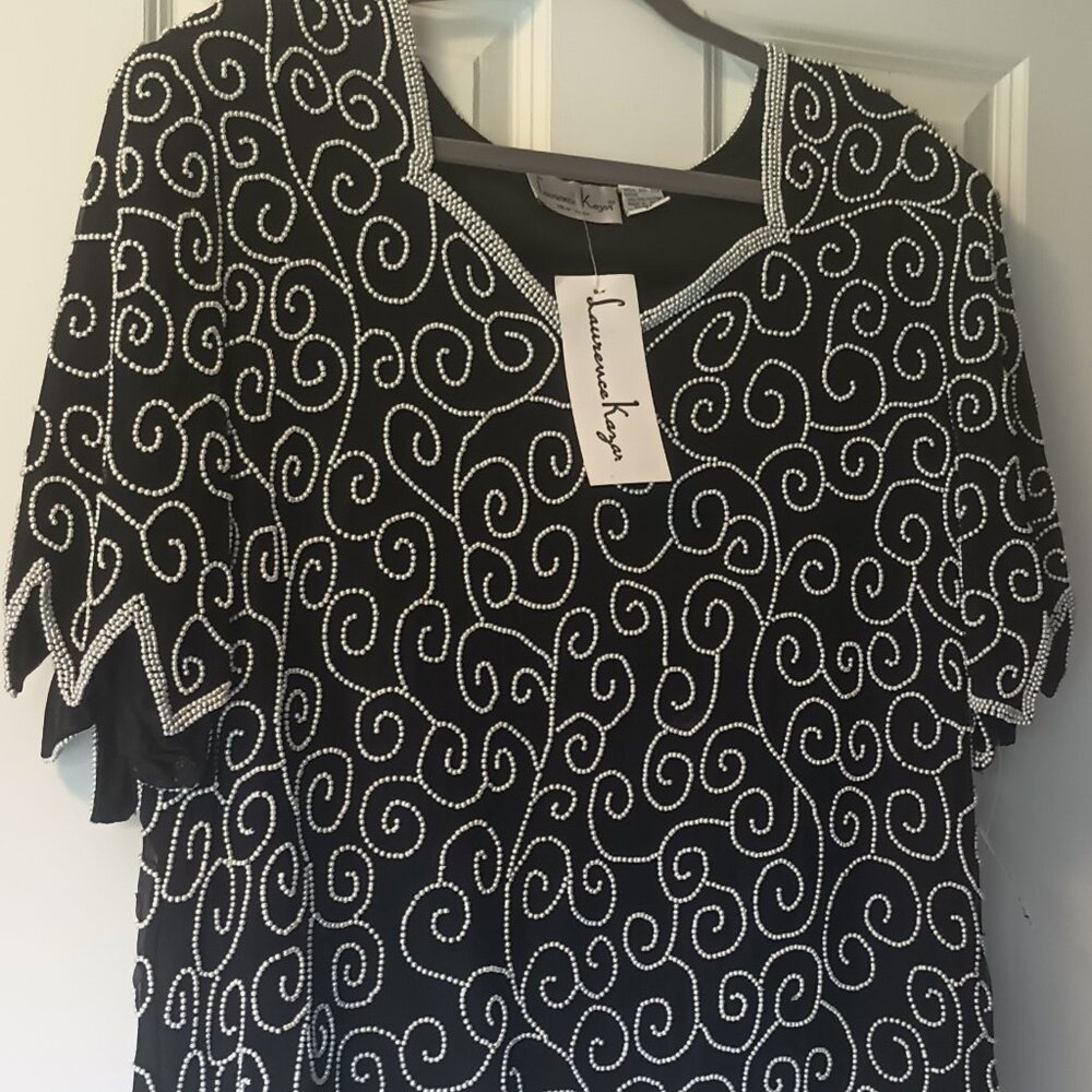 NWT 2x Formal Wear Top- Black with Pearl Beading